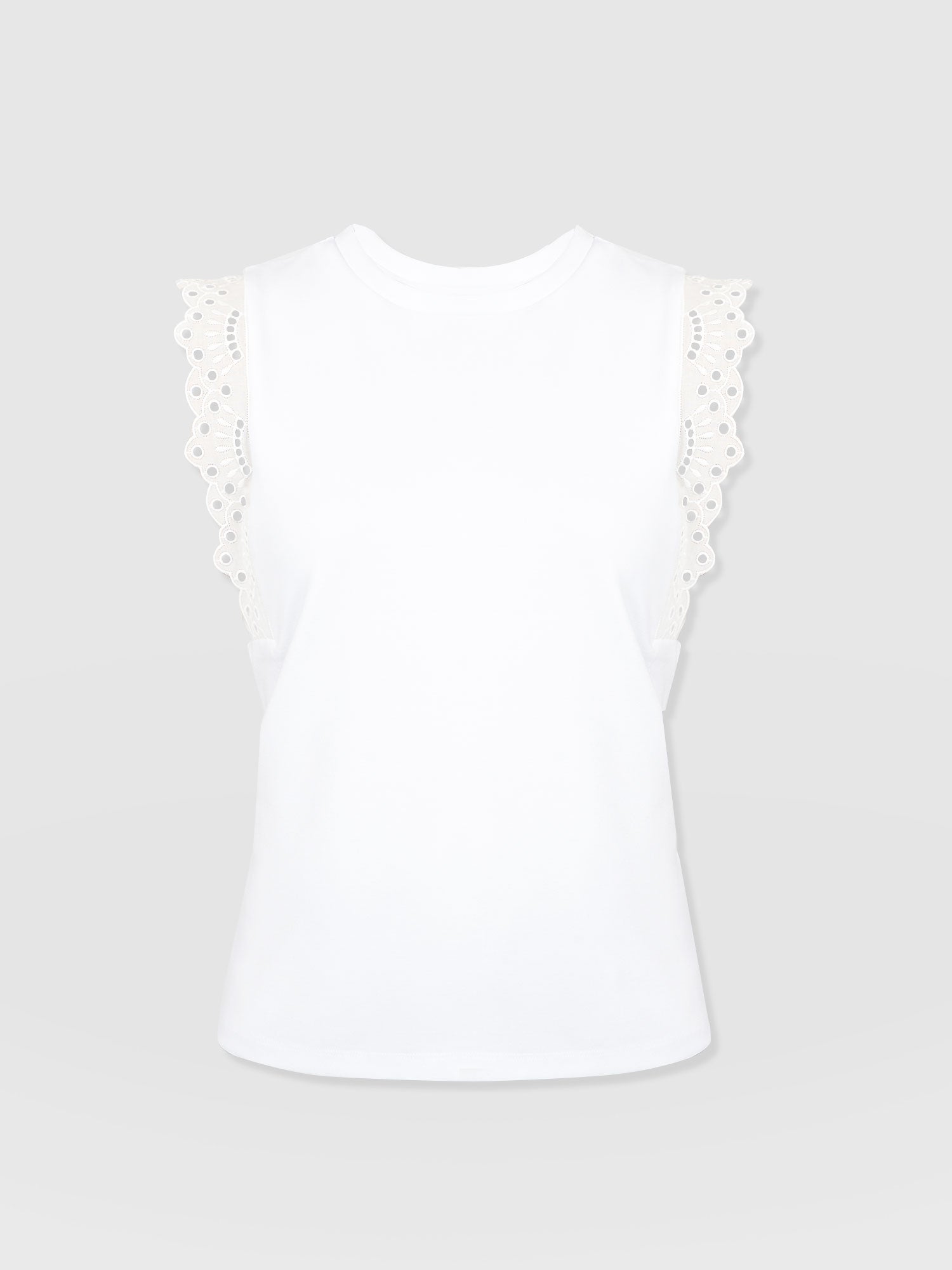 Rowan Tee White Broderie - Women's T-Shirts | Saint + Sofia® USA